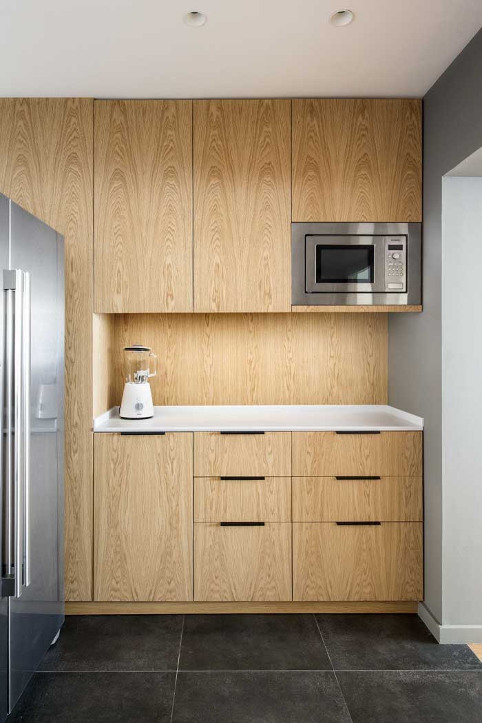 Natural wood kitchen cabinet 